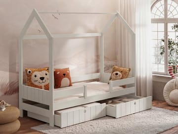 Kagetaka sängynrunko, talosänky 90x200 cm säilytystilalla - Beige - Huonekalut - Lasten kalusteet - Lastensängyt & juniorisängyt - Talosänky
