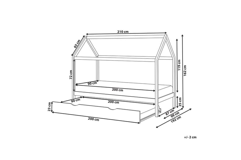 Laajennettava lastensänky Crillon - Valkoinen - Huonekalut - Lasten kalusteet - Lastensängyt & juniorisängyt - Talosänky