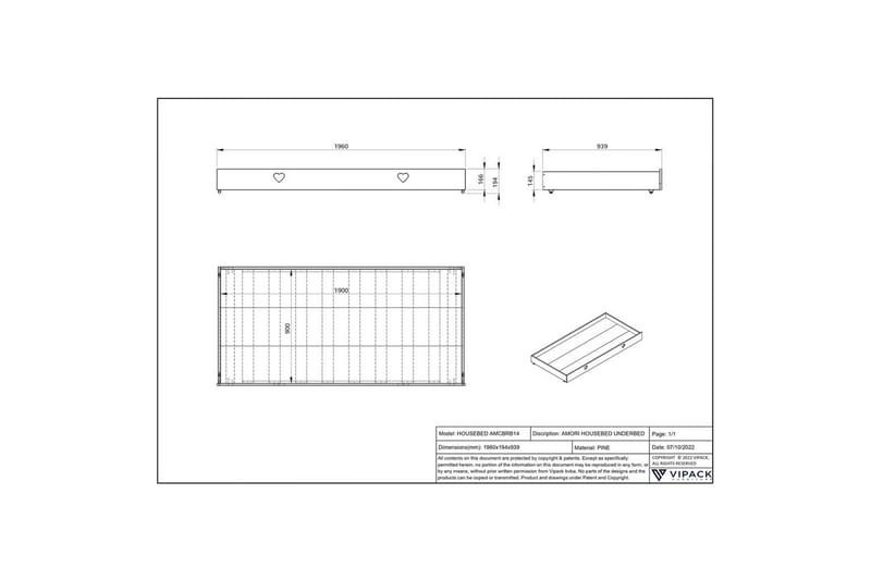 Laatikko HouseBed-sänkyyn Amori Valkoinen - Huonekalut - Lasten kalusteet - Lastensängyt & juniorisängyt - Talosänky