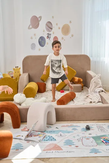Lasten sänky Atelier Del Sofa Funbed Double (115 x 90 x 210 cm) Beige - Beige - Huonekalut - Lasten kalusteet - Lastensängyt & juniorisängyt - Tavallinen lastensänky