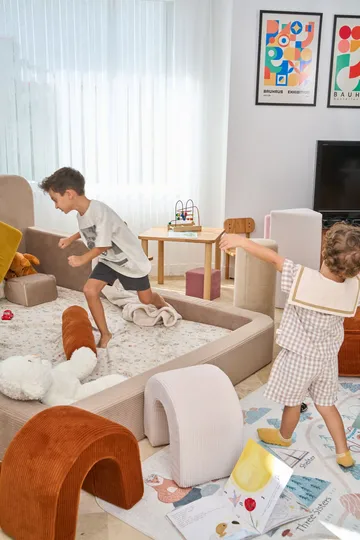 Lasten sänky Atelier Del Sofa Funbed Double (115 x 90 x 210 cm) Beige - Beige - Huonekalut - Lasten kalusteet - Lastensängyt & juniorisängyt - Tavallinen lastensänky