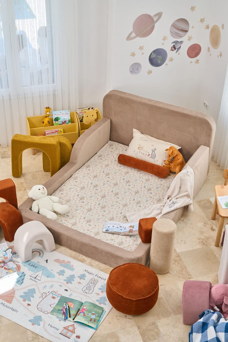 Lasten sänky Atelier Del Sofa Funbed Double (115 x 90 x 210 cm) Beige - Beige - Huonekalut - Lasten kalusteet - Lastensängyt & juniorisängyt - Tavallinen lastensänky