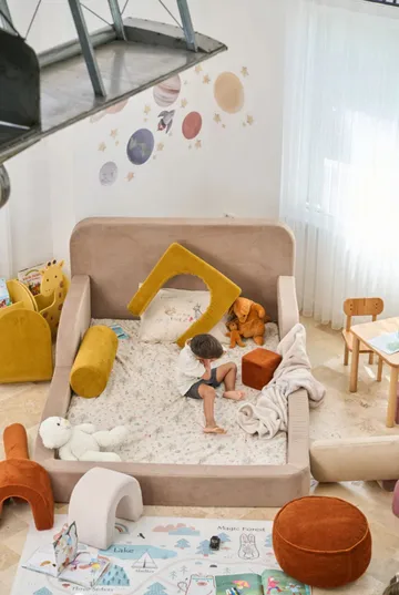 Lasten sänky Atelier Del Sofa Funbed Double (115 x 90 x 210 cm) Beige - Beige - Huonekalut - Lasten kalusteet - Lastensängyt & juniorisängyt - Tavallinen lastensänky