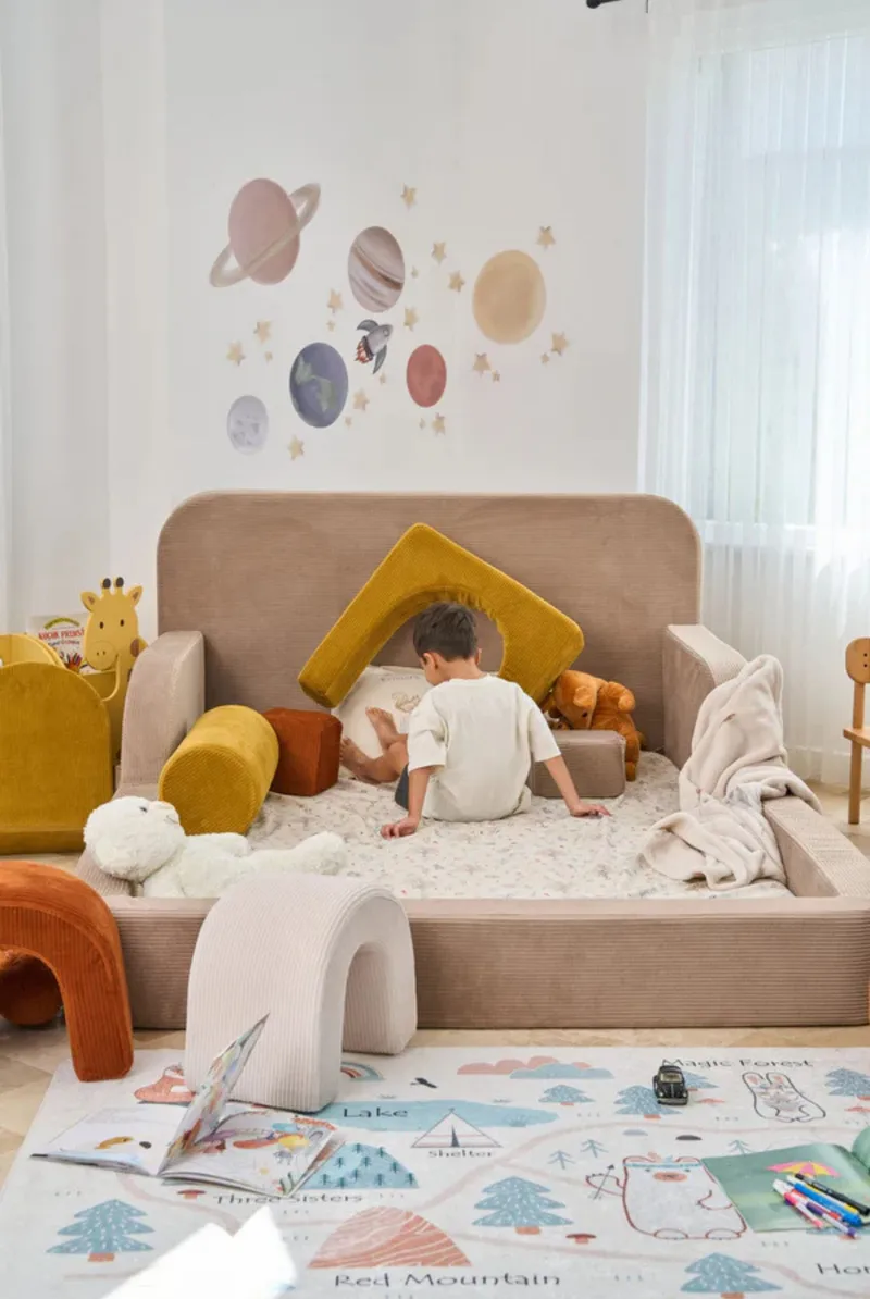 Lasten sänky Atelier Del Sofa Funbed Double (115 x 90 x 210 cm) Beige - Beige - Huonekalut - Lasten kalusteet - Lastensängyt & juniorisängyt - Tavallinen lastensänky