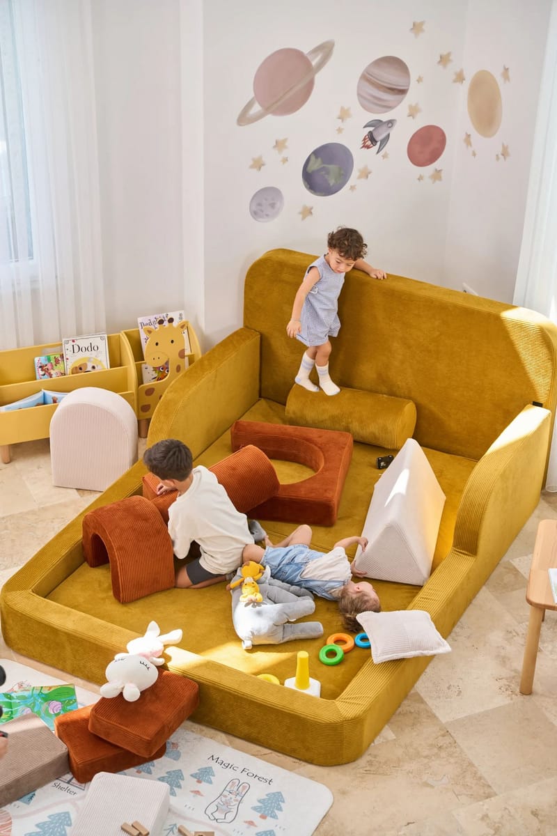 Lasten sänky Atelier Del Sofa Funbed Double (115 x 90 x 210 cm) Sinappi - Sinappi - Huonekalut - Lasten kalusteet - Lastensängyt & juniorisängyt - Tavallinen lastensänky