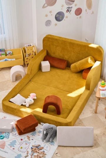 Lasten sänky Atelier Del Sofa Funbed Double (115 x 90 x 210 cm) Sinappi - Sinappi - Huonekalut - Lasten kalusteet - Lastensängyt & juniorisängyt - Tavallinen lastensänky
