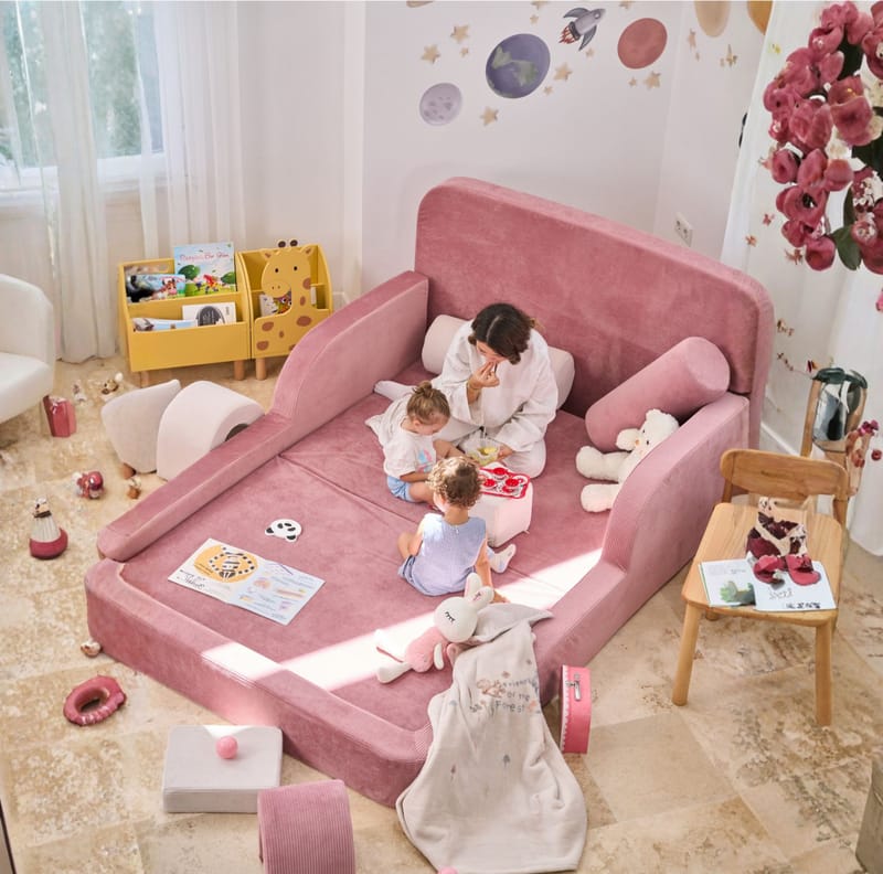 Lasten sänky Atelier Del Sofa Funbed Double (115 x 90 x 210 cm) Pinkki - Pinkki - Huonekalut - Lasten kalusteet - Lastensängyt & juniorisängyt - Tavallinen lastensänky