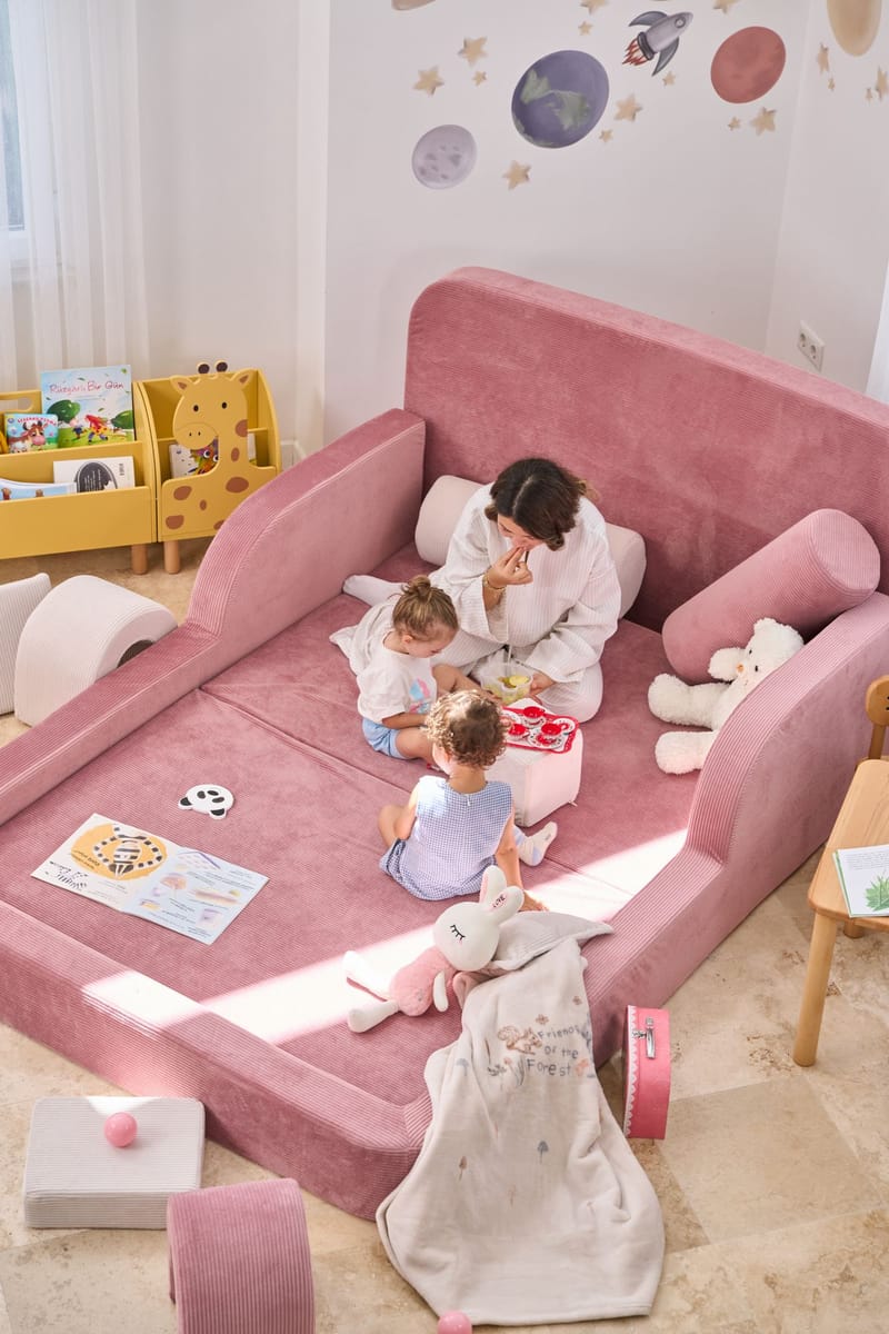 Lasten sänky Atelier Del Sofa Funbed Double (115 x 90 x 210 cm) Pinkki - Pinkki - Huonekalut - Lasten kalusteet - Lastensängyt & juniorisängyt - Tavallinen lastensänky