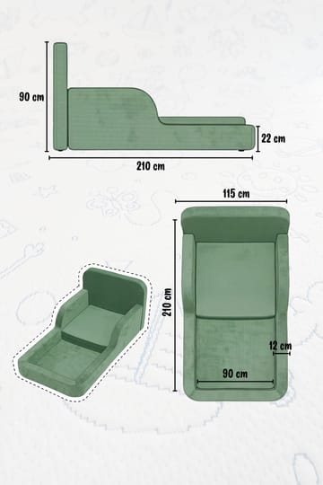 Lasten sänky Atelier Del Sofa Funbed Single (90 x 90 x 210 cm) Laivastonsininen - Laivastonsininen - Huonekalut - Lasten kalusteet - Lastensängyt & juniorisängyt - Tavallinen lastensänky