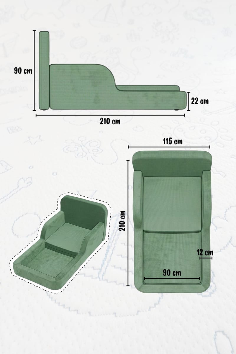 Lasten sänky Atelier Del Sofa Funbed Single (90 x 90 x 210 cm) Laivastonsininen - Laivastonsininen - Huonekalut - Lasten kalusteet - Lastensängyt & juniorisängyt - Tavallinen lastensänky