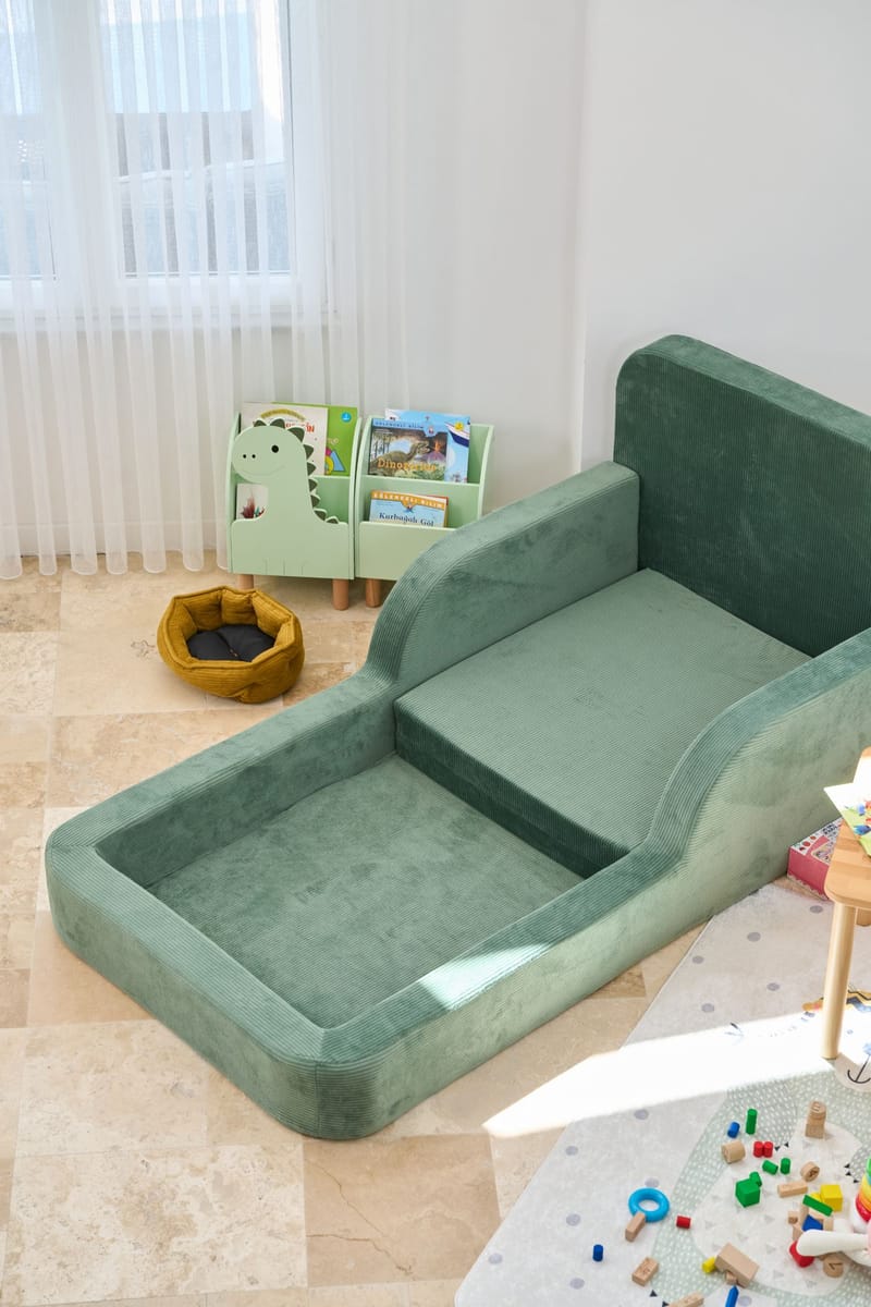 Lasten sänky Atelier Del Sofa Funbed Single (90 x 90 x 210 cm) Vihreä - Vihreä - Huonekalut - Lasten kalusteet - Lastensängyt & juniorisängyt - Tavallinen lastensänky