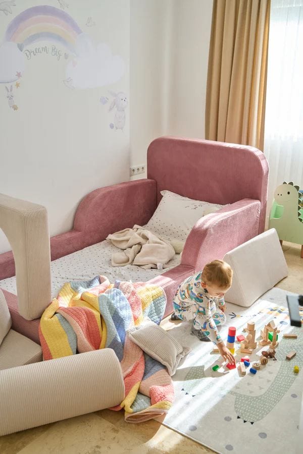 Lasten sänky Atelier Del Sofa Funbed Single (90 x 90 x 210 cm) Pinkki - Pinkki - Huonekalut - Lasten kalusteet - Lastensängyt & juniorisängyt - Tavallinen lastensänky