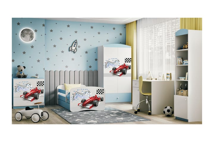 Lastensänky Formula 160x80 cm Patjalla ja Laatikolla Sininen - Babydreams - Tavallinen lastensänky - Lastensängyt & juniorisängyt