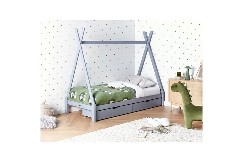 Lastensänky laatikoilla Devay - Harmaa - Huonekalut - Lasten kalusteet - Lastensängyt & juniorisängyt - Talosänky