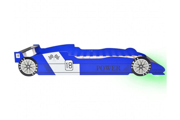 Lastensänky LED-valolla kilpa-auto 90x200 cm Sininen - Sininen - Tavallinen lastensänky - Lastensängyt & juniorisängyt