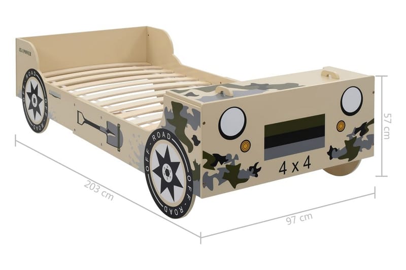 Lastensänky maastoauto 90x200 cm maastokuvio - Vihreä - Huonekalut - Lasten kalusteet - Lastensängyt & juniorisängyt - Tavallinen lastensänky