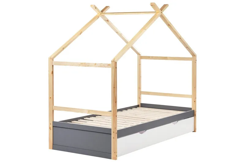 Lastensänky Orgeval - Harmaa, vaalea puu, valkoinen - Huonekalut - Lasten kalusteet - Lastensängyt & juniorisängyt - Talosänky