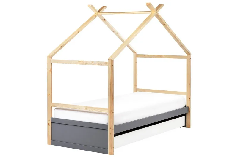 Lastensänky Orgeval - Harmaa, vaalea puu, valkoinen - Huonekalut - Lasten kalusteet - Lastensängyt & juniorisängyt - Talosänky