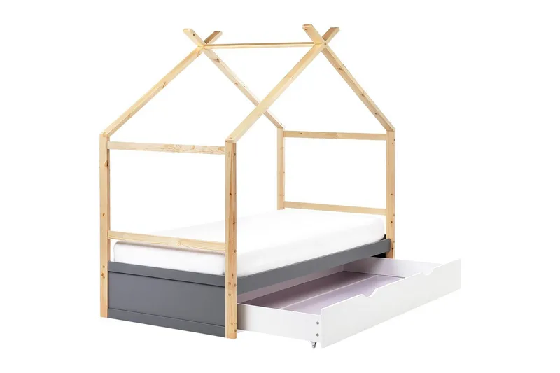 Lastensänky Orgeval - Harmaa, vaalea puu, valkoinen - Huonekalut - Lasten kalusteet - Lastensängyt & juniorisängyt - Talosänky