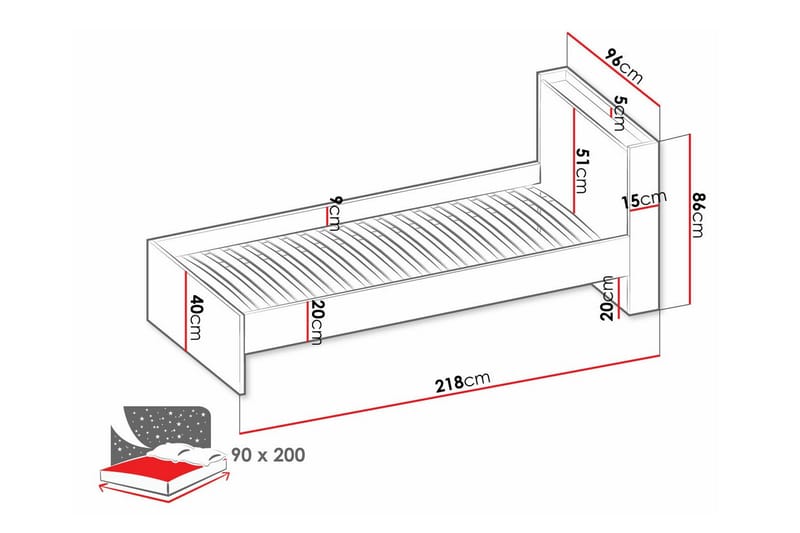 Lastensänky Rathmore 90x200 cm - Harmaa - Huonekalut - Lasten kalusteet - Lastensängyt & juniorisängyt - Tavallinen lastensänky