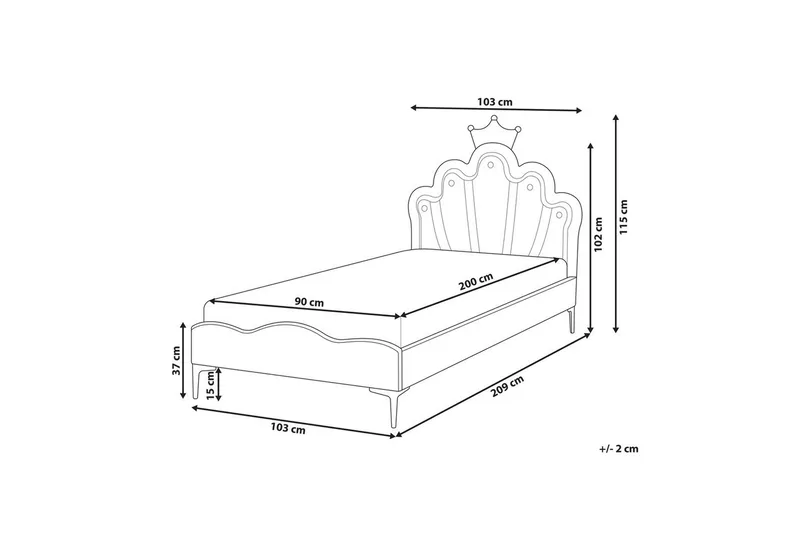 Lastensänky Rubian - Vaaleanpunainen, Musta - Huonekalut - Lasten kalusteet - Lastensängyt & juniorisängyt - Tavallinen lastensänky