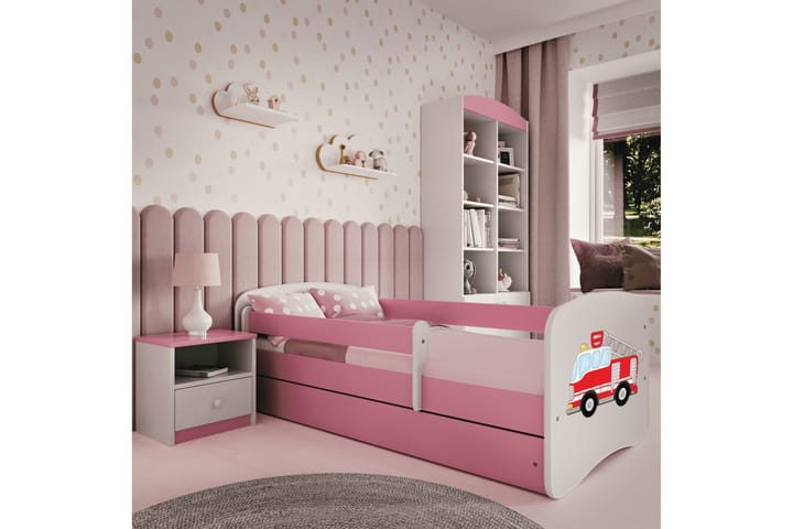 Lastensänky Paloauto 160x80 cm Laatikolla Vaaleanpunainen - Babydreams - Tavallinen lastensänky - Lastensängyt & juniorisängyt