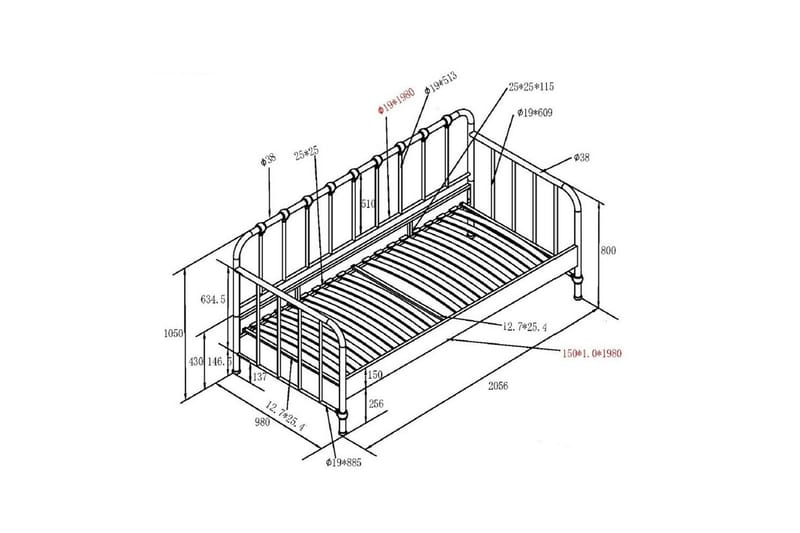 Mökkisänky Bronxx Musta 90x200 cm - Huonekalut - Lasten kalusteet - Lastensängyt & juniorisängyt - Tavallinen lastensänky