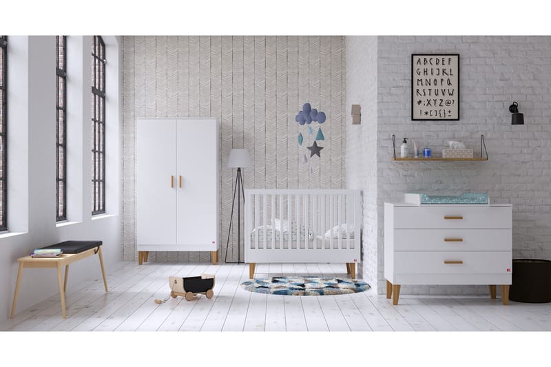 Pinnasänky Lounge 70x140 cm Puu/Luonnonväri/Valkoinen - VOX - Huonekalut - Lasten kalusteet - Lastensängyt & juniorisängyt