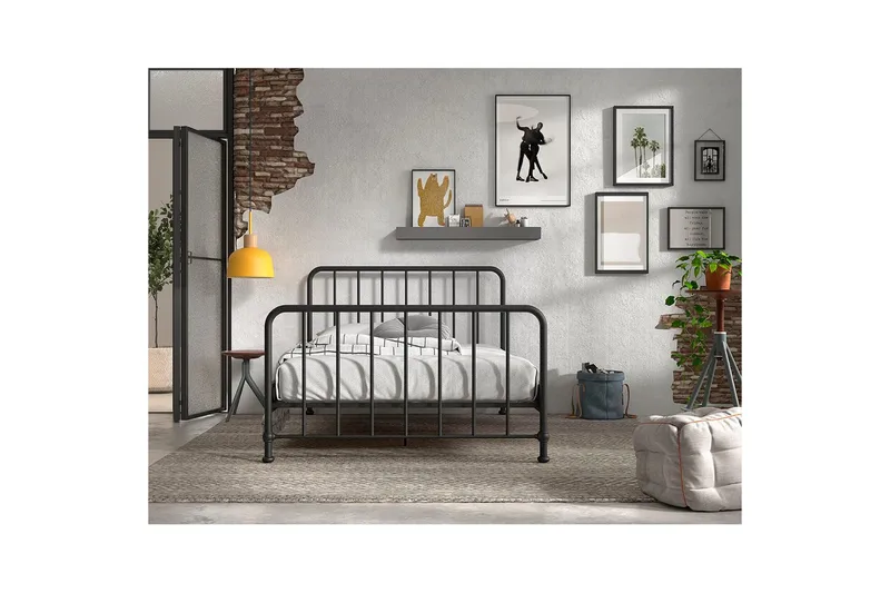 Sänky Bronxx Musta, 140 x 200 cm - Musta, 140 x 200 cm - Huonekalut - Lasten kalusteet - Lastensängyt & juniorisängyt - Tavallinen lastensänky