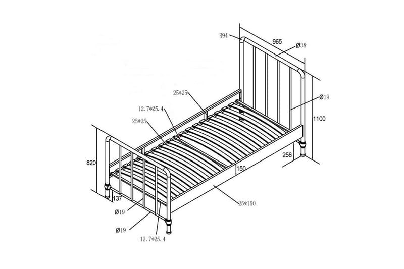 Sänky Bronxx Oliivinvihreä, 90 x 200 cm - Oliivinvihreä, 90 x 200 cm - Huonekalut - Lasten kalusteet - Lastensängyt & juniorisängyt - Tavallinen lastensänky