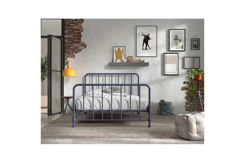 Sänky Bronxx Sininen, 140 x 200 cm - Sininen, 140 x 200 cm - Huonekalut - Lasten kalusteet - Lastensängyt & juniorisängyt - Tavallinen lastensänky