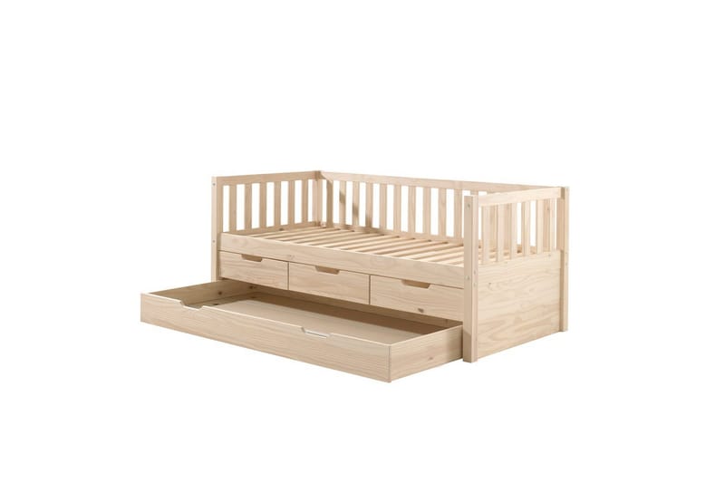 Sänky Fritz kolmella Laatikkolla ja Alavuoteella Luonnollinen - Luonnollinen - Huonekalut - Lasten kalusteet - Lastensängyt & juniorisängyt - Tavallinen lastensänky