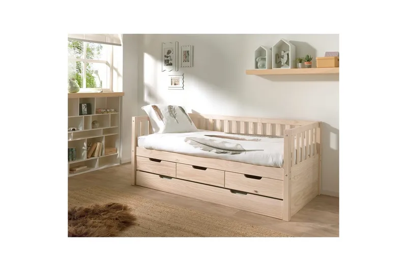 Sänky Fritz kolmella Laatikkolla ja Alavuoteella Luonnollinen - Luonnollinen - Huonekalut - Lasten kalusteet - Lastensängyt & juniorisängyt - Tavallinen lastensänky