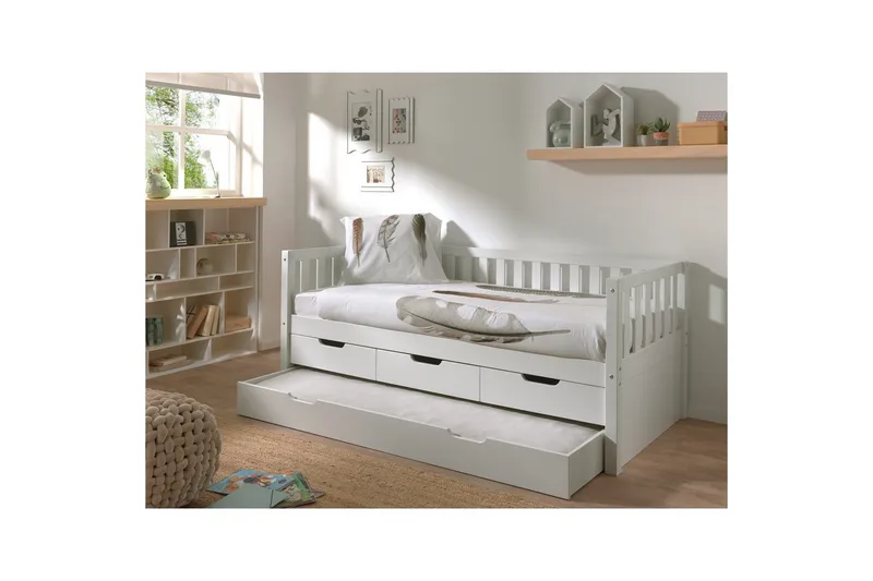 Sänky Fritz kolmella Laatikkolla ja Alavuoteella Valkoinen - Valkoinen - Huonekalut - Lasten kalusteet - Lastensängyt & juniorisängyt - Tavallinen lastensänky
