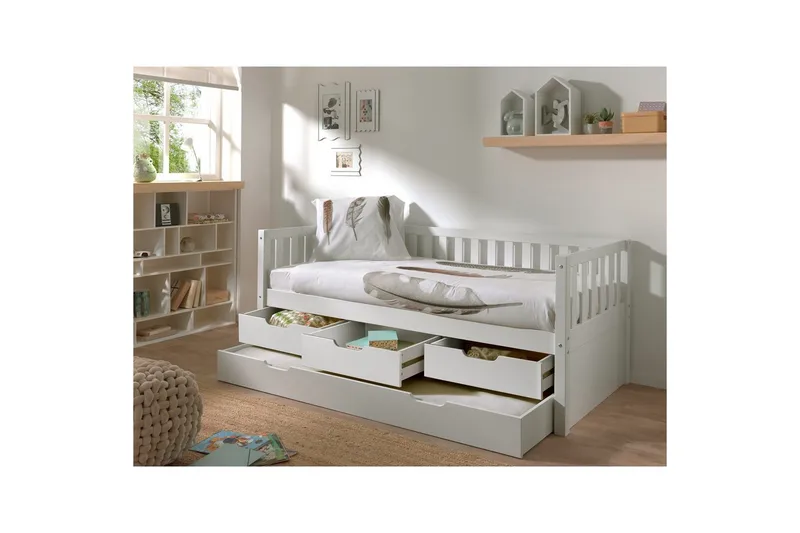 Sänky Fritz kolmella Laatikkolla ja Alavuoteella Valkoinen - Valkoinen - Huonekalut - Lasten kalusteet - Lastensängyt & juniorisängyt - Tavallinen lastensänky