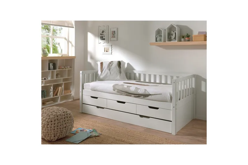 Sänky Fritz kolmella Laatikkolla ja Alavuoteella Valkoinen - Valkoinen - Huonekalut - Lasten kalusteet - Lastensängyt & juniorisängyt - Tavallinen lastensänky