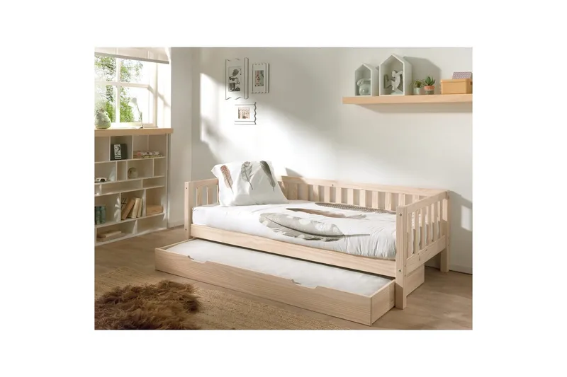 Sänky Fritz yhdellä Laatikkolla Luonnollinen - Luonnollinen - Huonekalut - Lasten kalusteet - Lastensängyt & juniorisängyt - Tavallinen lastensänky