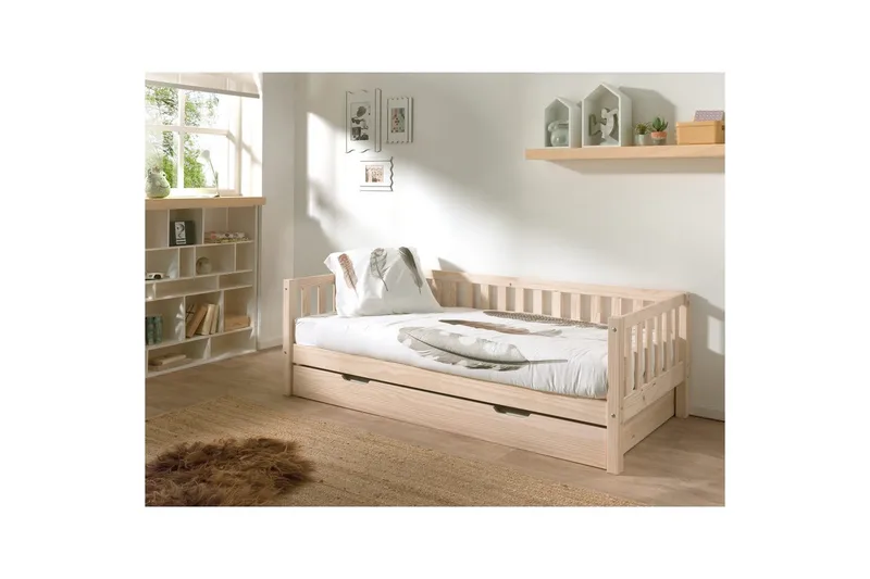 Sänky Fritz yhdellä Laatikkolla Luonnollinen - Luonnollinen - Huonekalut - Lasten kalusteet - Lastensängyt & juniorisängyt - Tavallinen lastensänky