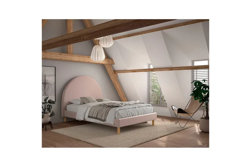 Sänky ja 2 yöpöytää Kuu 140x200 cm Vaaleanpunainen - Vaaleanpunainen - Huonekalut - Lasten kalusteet - Lastensängyt & juniorisängyt - Tavallinen lastensänky