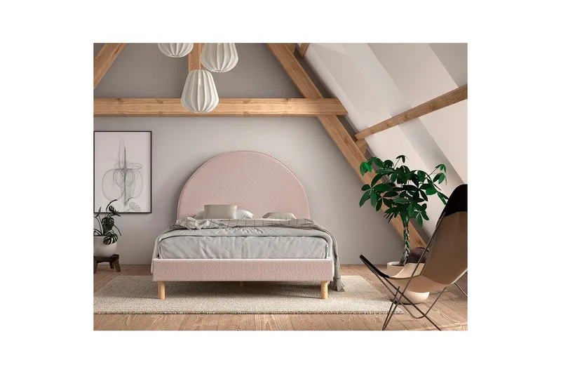 Sänky ja 2 yöpöytää Kuu 140x200 cm Vaaleanpunainen - Vaaleanpunainen - Huonekalut - Lasten kalusteet - Lastensängyt & juniorisängyt - Tavallinen lastensänky