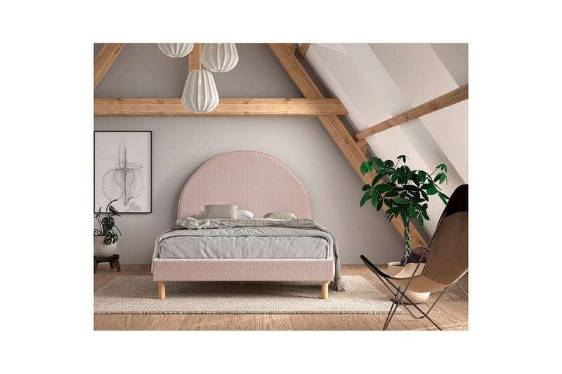 Sänky ja 2 yöpöytää Kuu 140x200 cm Vaaleanpunainen - Vaaleanpunainen - Huonekalut - Lasten kalusteet - Lastensängyt & juniorisängyt - Tavallinen lastensänky
