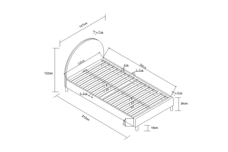 Sänky ja 2 yöpöytää Kuu 140x200 cm Valkoinen - Valkoinen - Huonekalut - Lasten kalusteet - Lastensängyt & juniorisängyt - Tavallinen lastensänky