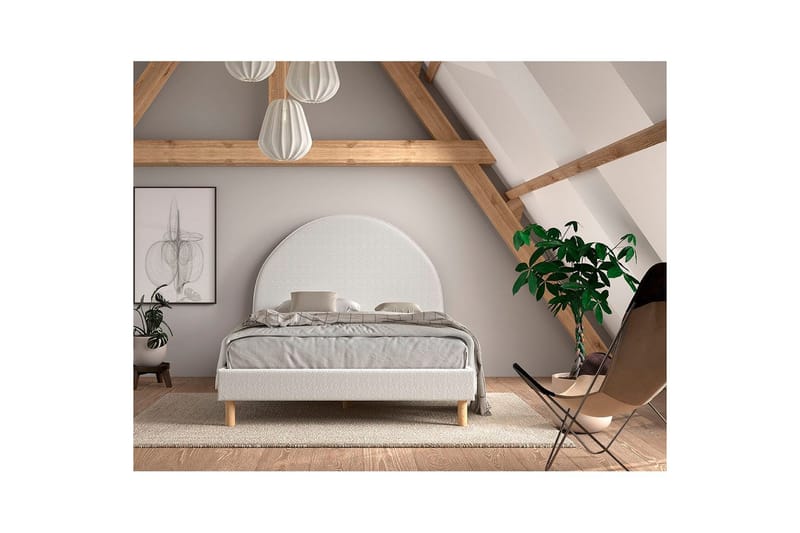 Sänky ja 2 yöpöytää Kuu 140x200 cm Valkoinen - Valkoinen - Huonekalut - Lasten kalusteet - Lastensängyt & juniorisängyt - Tavallinen lastensänky