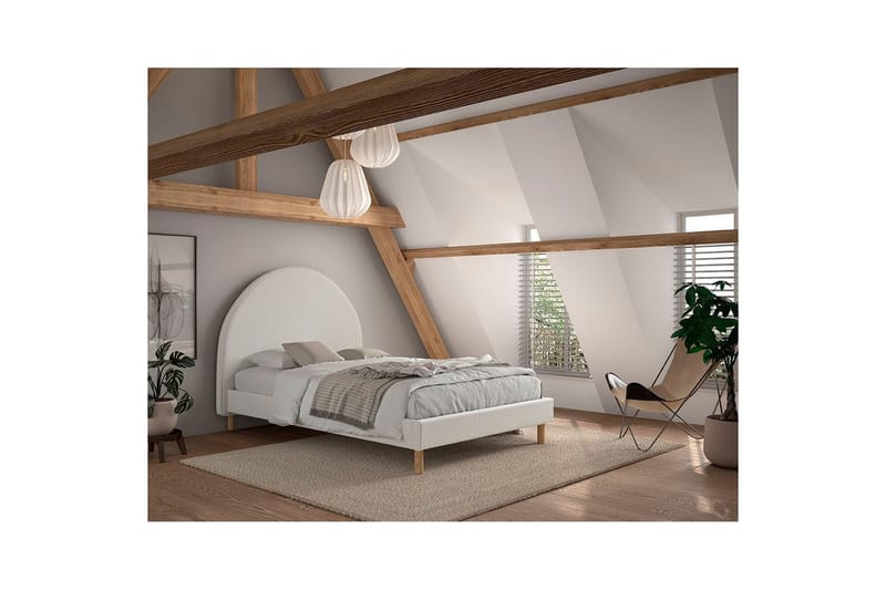 Sänky ja 2 yöpöytää Kuu 140x200 cm Valkoinen - Valkoinen - Huonekalut - Lasten kalusteet - Lastensängyt & juniorisängyt - Tavallinen lastensänky