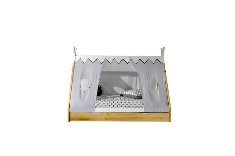 Sänky laatikkotekstiilisarjalla Tipi Luonnollinen, Luonnollinen