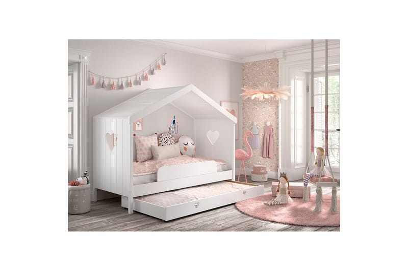 Sänky laatikolla, kaatumissuoja Amori Valkoinen - Huonekalut - Lasten kalusteet - Lastensängyt & juniorisängyt - Talosänky