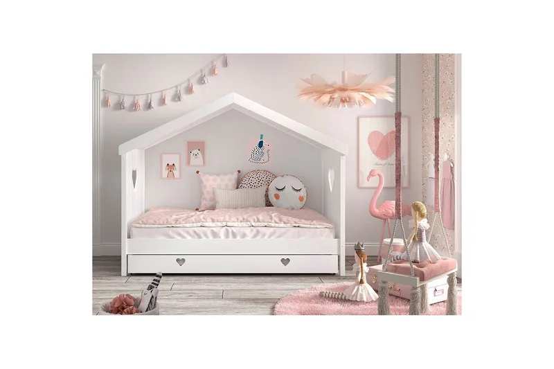 Sänky laatikolla Amori Valkoinen - Huonekalut - Lasten kalusteet - Lastensängyt & juniorisängyt - Talosänky