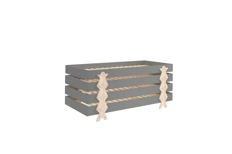 Sänky Modulo hymyilevillä jaloilla Harmaa, 4 - Harmaa, 4 - Huonekalut - Lasten kalusteet - Lastensängyt & juniorisängyt - Tavallinen lastensänky