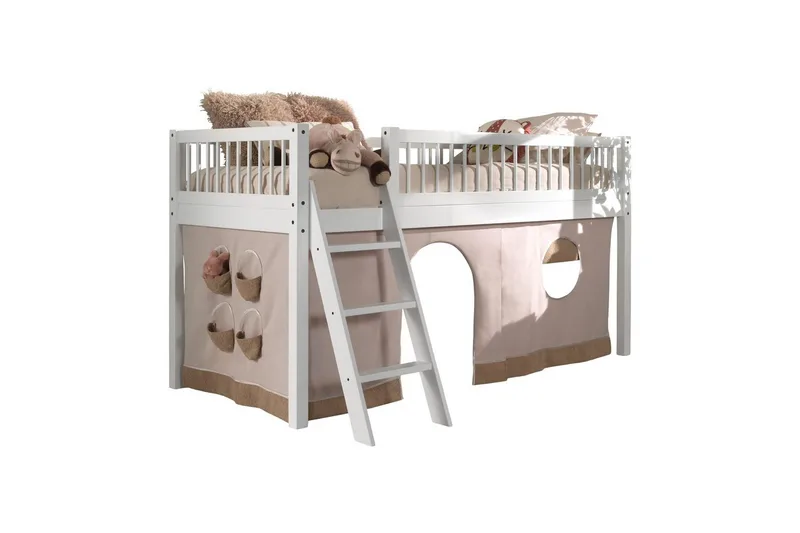 Sänky tekstiilisarjalla (puoliparvi) Forrest Valkoinen, Valkoinen