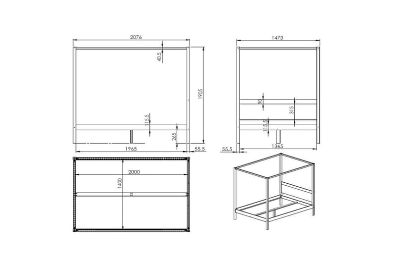 Sänky tekstiilisarjalla Pino Kanvas - Huonekalut - Lasten kalusteet - Lastensängyt & juniorisängyt - Tavallinen lastensänky